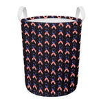 American Flag Ribbon Pattern Print Round Laundry Basket