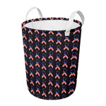 American Flag Ribbon Pattern Print Round Laundry Basket