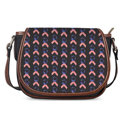 American Flag Ribbon Pattern Print Saddle Bag