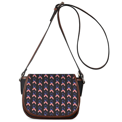 American Flag Ribbon Pattern Print Saddle Bag