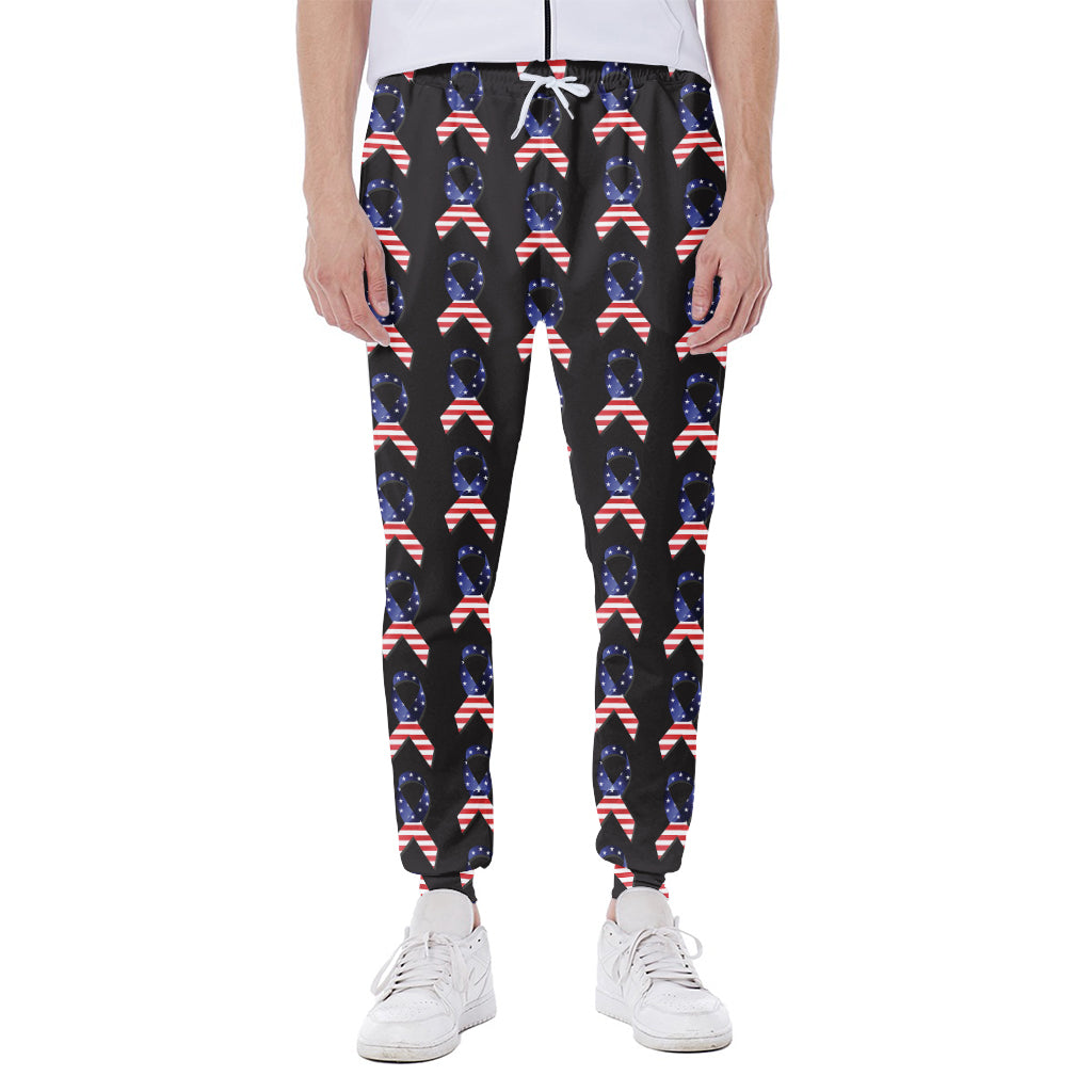 American Flag Ribbon Pattern Print Scuba Joggers