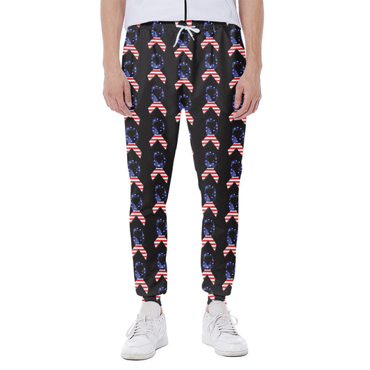 American Flag Ribbon Pattern Print Scuba Joggers