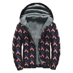 American Flag Ribbon Pattern Print Sherpa Lined Zip Up Hoodie