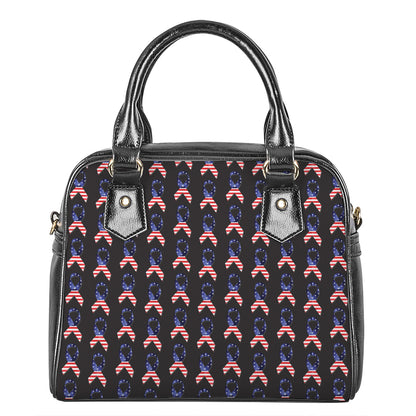 American Flag Ribbon Pattern Print Shoulder Handbag