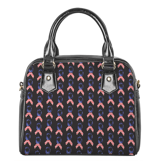 American Flag Ribbon Pattern Print Shoulder Handbag