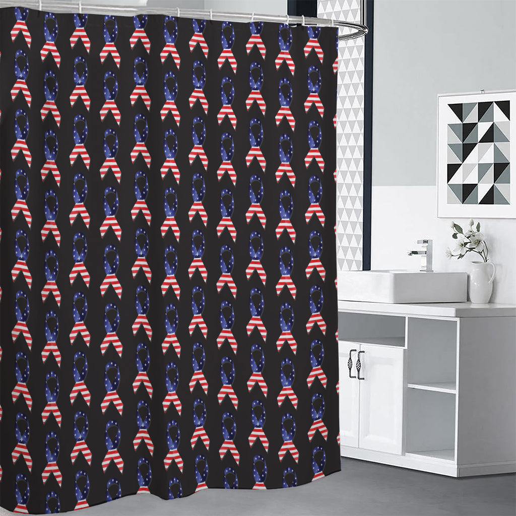 American Flag Ribbon Pattern Print Shower Curtain