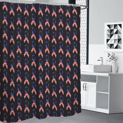 American Flag Ribbon Pattern Print Shower Curtain