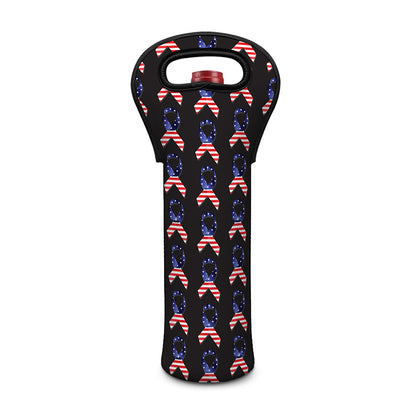 American Flag Ribbon Pattern Print Single Neoprene Wine Tote