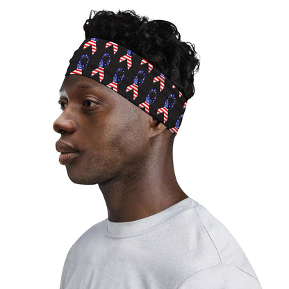 American Flag Ribbon Pattern Print Sports Headband