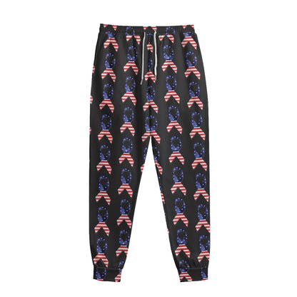 American Flag Ribbon Pattern Print Sweatpants