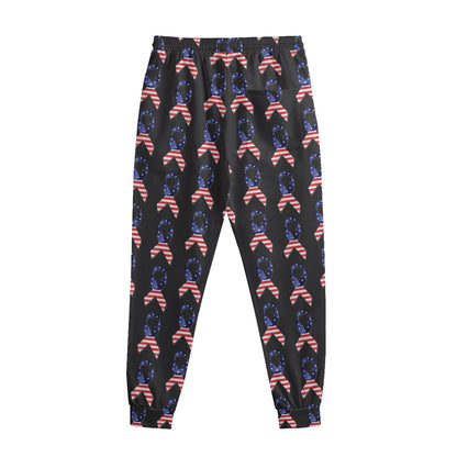 American Flag Ribbon Pattern Print Sweatpants