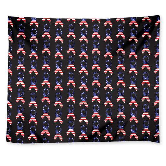American Flag Ribbon Pattern Print Tapestry