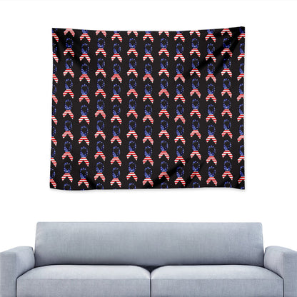 American Flag Ribbon Pattern Print Tapestry