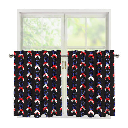 American Flag Ribbon Pattern Print Tier Curtains