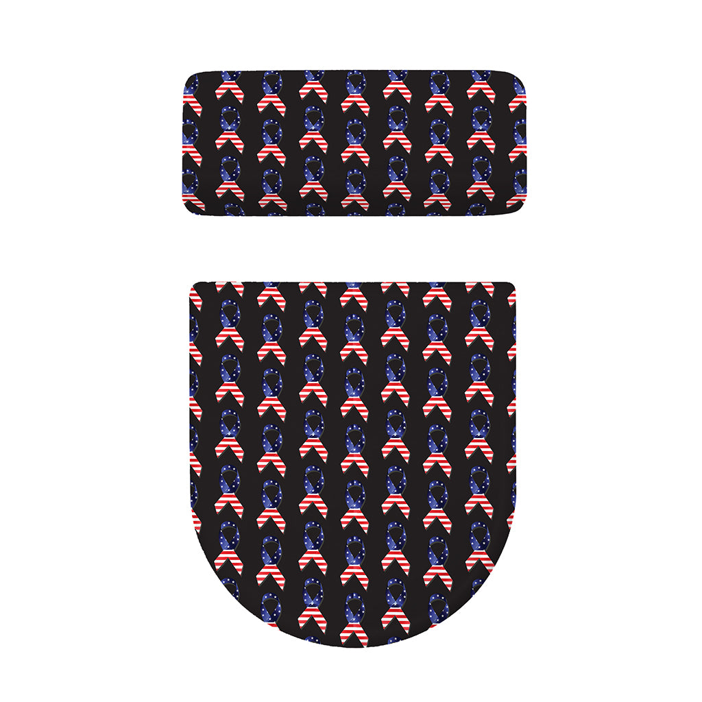 American Flag Ribbon Pattern Print Toilet Lid And Tank Cover Set