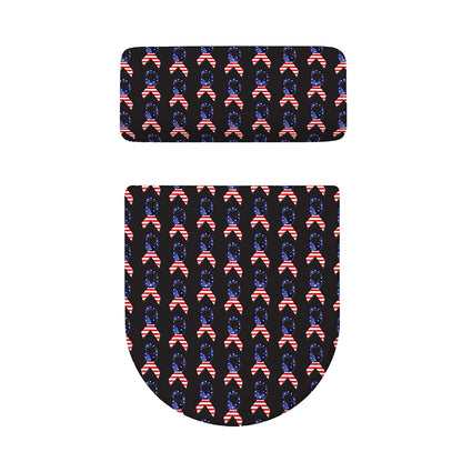 American Flag Ribbon Pattern Print Toilet Lid And Tank Cover Set