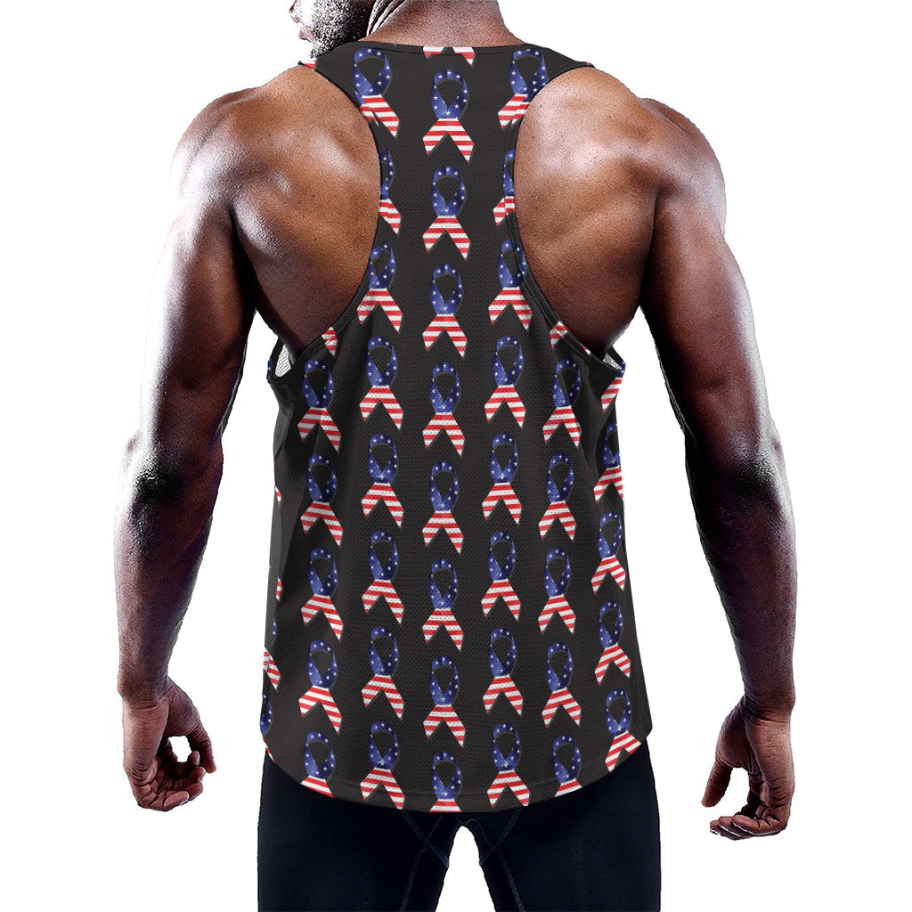 American Flag Ribbon Pattern Print Training Tank Top