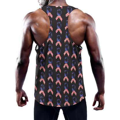 American Flag Ribbon Pattern Print Training Tank Top
