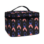American Flag Ribbon Pattern Print Travel Makeup Bag