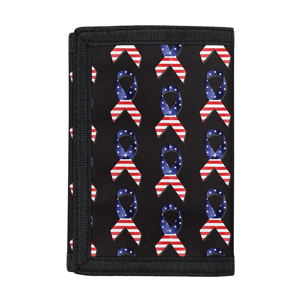 American Flag Ribbon Pattern Print Trifold Wallet