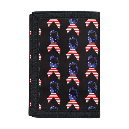 American Flag Ribbon Pattern Print Trifold Wallet