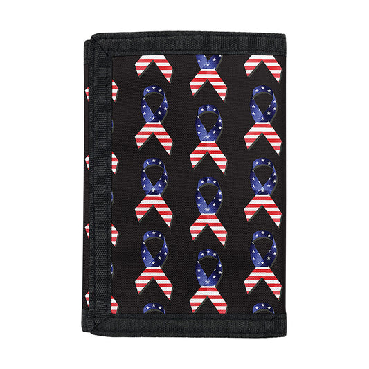 American Flag Ribbon Pattern Print Trifold Wallet