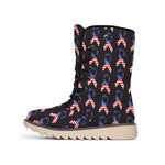 American Flag Ribbon Pattern Print Winter Boots