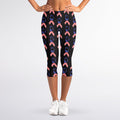 American Flag Ribbon Pattern Print Women's Capri Leggings