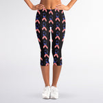 American Flag Ribbon Pattern Print Women's Capri Leggings