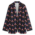 American Flag Ribbon Pattern Print Women's Cotton Blazer