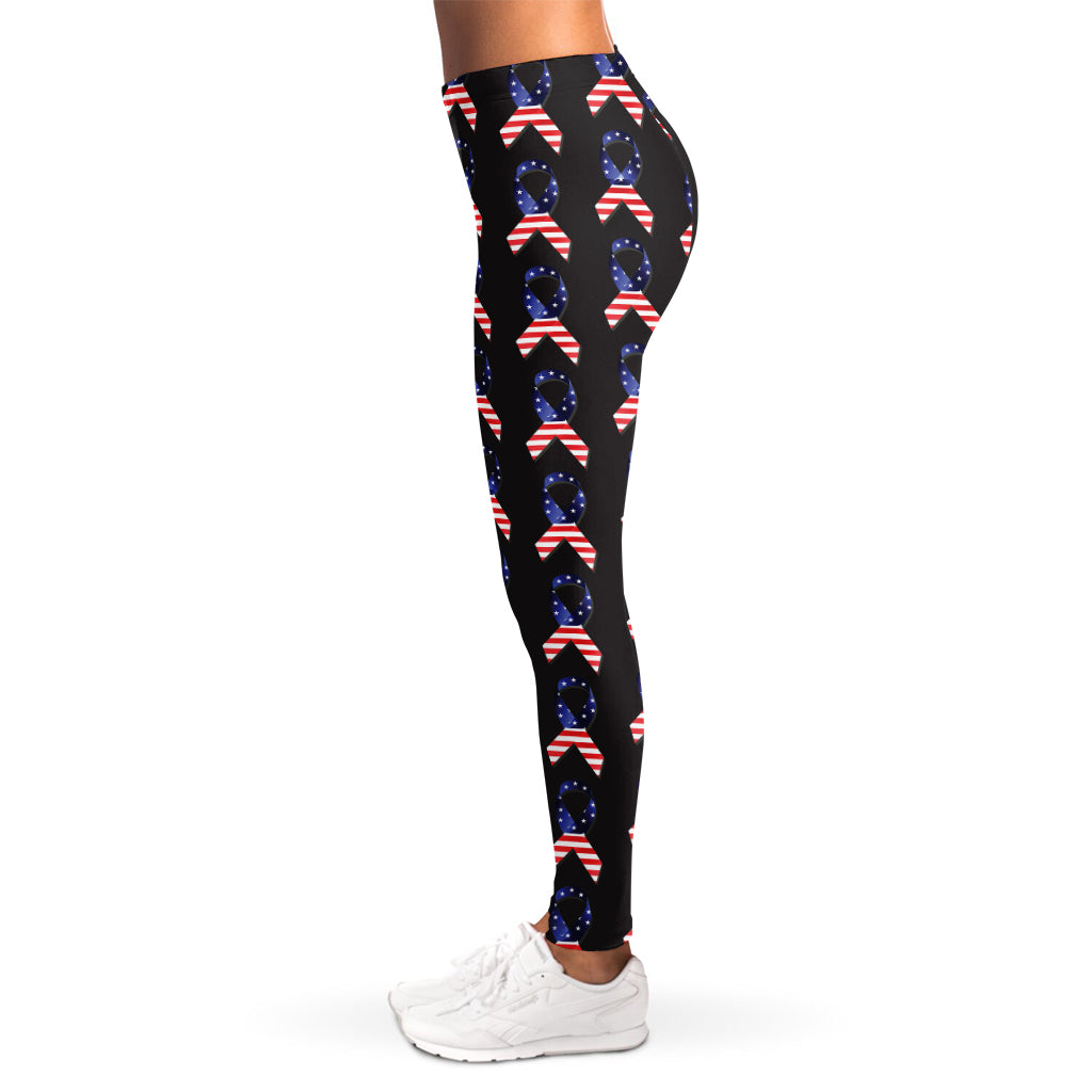 American Flag Ribbon Pattern Print Women's Leggings