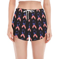 American Flag Ribbon Pattern Print Women's Split Running Shorts