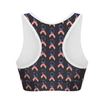 American Flag Ribbon Pattern Print Women's Sports Bra