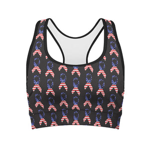 American Flag Ribbon Pattern Print Women's Sports Bra