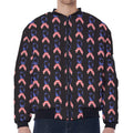 American Flag Ribbon Pattern Print Zip Sleeve Bomber Jacket