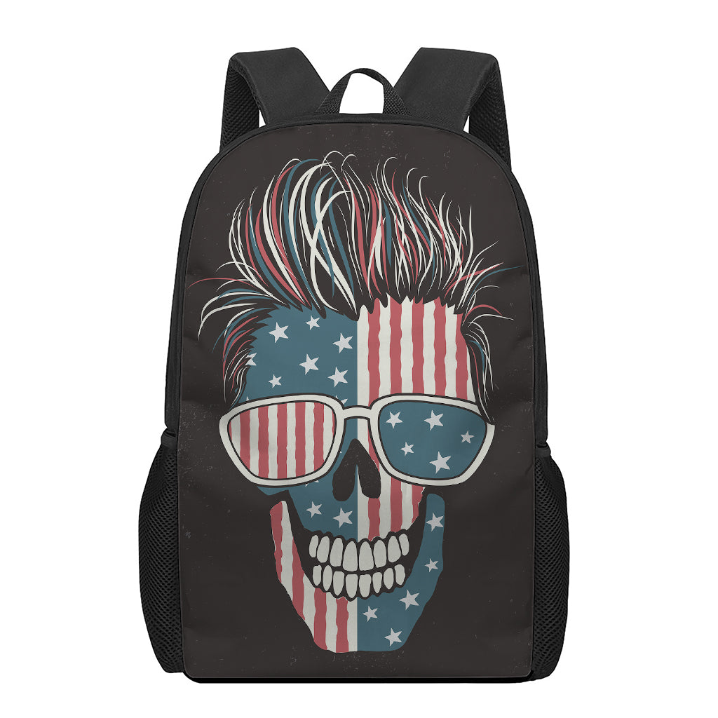 American Flag Skull Print 17 Inch Backpack