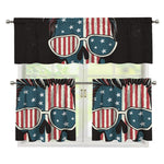 American Flag Skull Print 3 Piece Kitchen Curtains