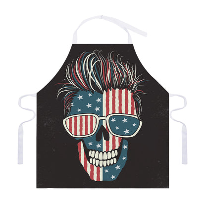 American Flag Skull Print Adjustable Apron