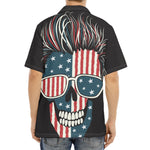 American Flag Skull Print Aloha Shirt