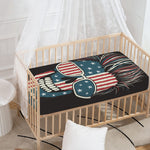 American Flag Skull Print Baby Crib Sheet