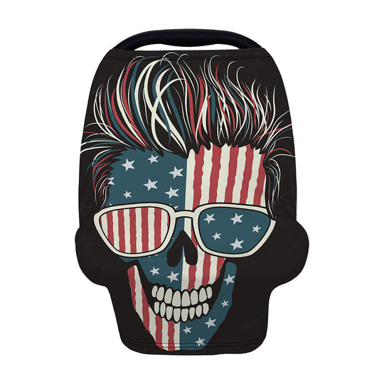 American Flag Skull Print Baby Seat Cover