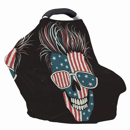 American Flag Skull Print Baby Seat Cover