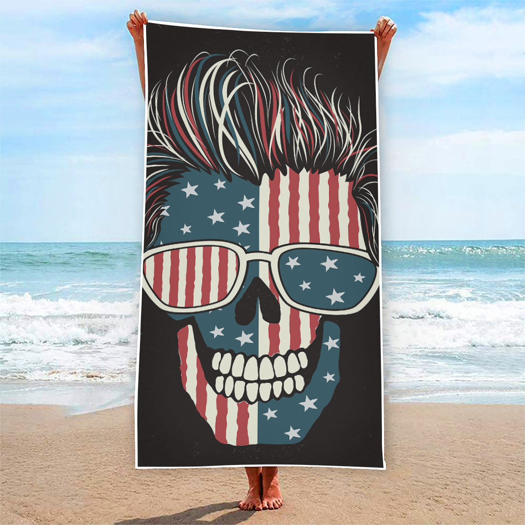 American Flag Skull Print Beach Towel