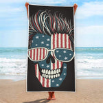 American Flag Skull Print Beach Towel