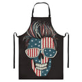 American Flag Skull Print Bib Apron With Pocket