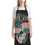 American Flag Skull Print Bib Apron With Pocket