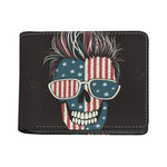 American Flag Skull Print Bifold Wallet