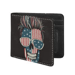 American Flag Skull Print Bifold Wallet