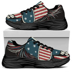 American Flag Skull Print Black Chunky Shoes