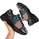 American Flag Skull Print Black Chunky Shoes